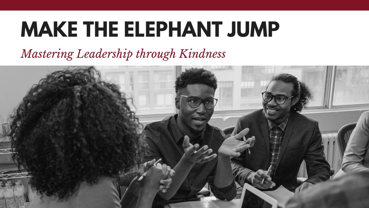 Uncover the secret to powerful leadership in 'Make The Elephant Jump - Mastering Leadership Through Kindness.' This insightful article reveals how incorporating kindness into leadership can revolutionize team dynamics, boosting morale and productivity. Learn through practical examples how empathy and compassion are not just virtues, but essential tools for modern leaders. Embrace this journey to transform your leadership style and create a more positive, effective work environment